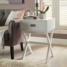 Load image into Gallery viewer, White Modern 1-Drawer End Table Nightstand with X-Legs