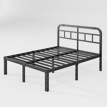 Load image into Gallery viewer, California King Size Heavy Duty Black Metal Platform Bed Frame with Headboard