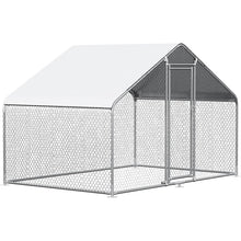 Load image into Gallery viewer, 9.8 Ft x 6.5 Ft. Large Metal Outdoor Walk-in Chicken Coop with Waterproof Cover