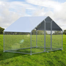 Load image into Gallery viewer, 9.8 Ft x 6.5 Ft. Large Metal Outdoor Walk-in Chicken Coop with Waterproof Cover