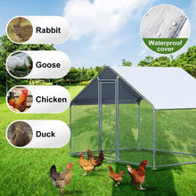 Load image into Gallery viewer, 9.8 Ft x 6.5 Ft. Large Metal Outdoor Walk-in Chicken Coop with Waterproof Cover