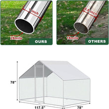 Load image into Gallery viewer, 9.8 Ft x 6.5 Ft. Large Metal Outdoor Walk-in Chicken Coop with Waterproof Cover