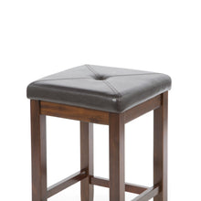 Load image into Gallery viewer, Set of 2 - Vintage Mahogany Bar Stools with Faux Leather Cushion Seat