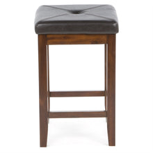 Load image into Gallery viewer, Set of 2 - Vintage Mahogany Bar Stools with Faux Leather Cushion Seat