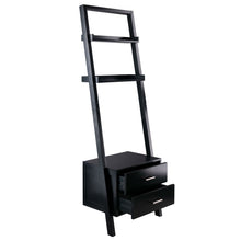 Load image into Gallery viewer, Modern Black 2 Drawer Entryway Shelf Leaning Ladder Bookshelf Bookcase