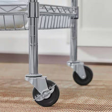 Load image into Gallery viewer, Kitchen Island Cart with Wood Top and 2 Bottom Storage Shelves on Wheels
