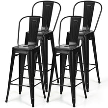 Load image into Gallery viewer, Set of 4 Black 30" Height High Back Metal Industrial Bar Stools