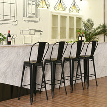 Load image into Gallery viewer, Set of 4 Black 30" Height High Back Metal Industrial Bar Stools