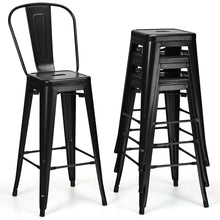 Load image into Gallery viewer, Set of 4 Black 30" Height High Back Metal Industrial Bar Stools