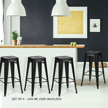 Load image into Gallery viewer, Set of 4 Black 30" Height High Back Metal Industrial Bar Stools