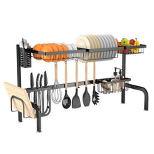 Load image into Gallery viewer, 2 Tier Black Steel Adjustable Over the Sink Dish Drying Rack