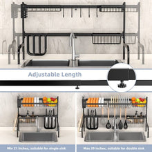 Load image into Gallery viewer, 2 Tier Black Steel Adjustable Over the Sink Dish Drying Rack