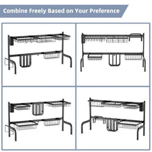 Load image into Gallery viewer, 2 Tier Black Steel Adjustable Over the Sink Dish Drying Rack