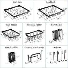 Load image into Gallery viewer, 2 Tier Black Steel Adjustable Over the Sink Dish Drying Rack
