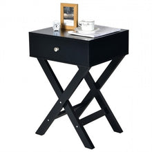 Load image into Gallery viewer, Retro Black X-Shape 1 Drawer Nightstand Coffee Table