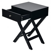 Load image into Gallery viewer, Retro Black X-Shape 1 Drawer Nightstand Coffee Table