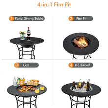 Load image into Gallery viewer, 4 in 1 Fire Pit, Grill Cooking BBQ Grate, Ice Bucket, Dining Table