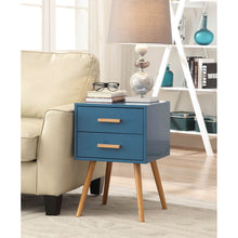 Load image into Gallery viewer, Modern Classic Mid-Century Style End Table Nightstand in Blue Finish