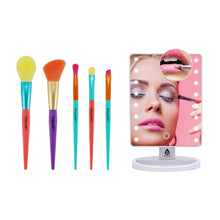 Load image into Gallery viewer, Pursonic Makeup Essentials Duo – LED Countertop Mirror + 5-Piece Brush Set