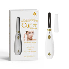 Load image into Gallery viewer, Pursonic Rechargeable Heated Eyelash Curler with Comb