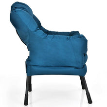 Load image into Gallery viewer, Modern Cushioned Accent Chair with Side Pocket in Navy Blue Upholstered Fabric