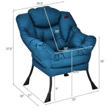 Load image into Gallery viewer, Modern Cushioned Accent Chair with Side Pocket in Navy Blue Upholstered Fabric