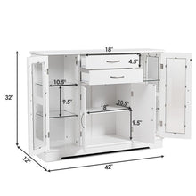 Load image into Gallery viewer, White Wood Buffet Sideboard Cabinet with Glass Display Doors