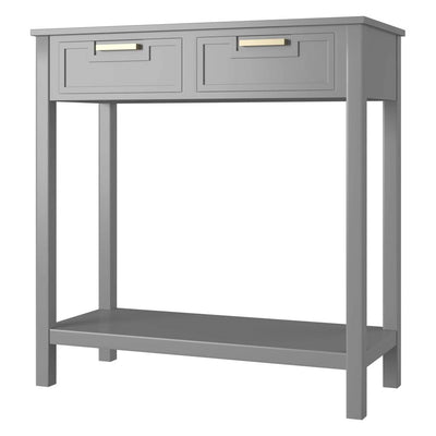 Modern Entryway Accent 2 Drawer Sofa Side Table Grey