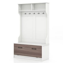 Load image into Gallery viewer, Entryway Bench Coat Rack Shoe Storage Cabinet in White Oak Wood Finish