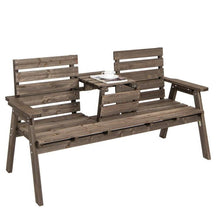 Load image into Gallery viewer, Farmhouse Outdoor Fir Wood Patio Garden Bench with Folding Center Table