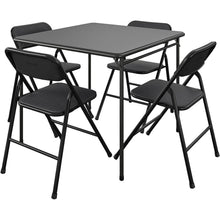 Load image into Gallery viewer, Black 5-Piece Square Folding Dining Table with 4 Chairs Guest Set Card Table