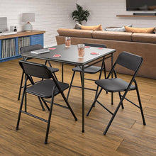 Load image into Gallery viewer, Black 5-Piece Square Folding Dining Table with 4 Chairs Guest Set Card Table