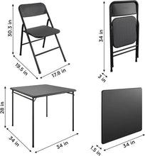 Load image into Gallery viewer, Black 5-Piece Square Folding Dining Table with 4 Chairs Guest Set Card Table