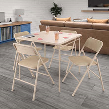 Load image into Gallery viewer, 5-Piece Square Folding Dining Table with 4 Chairs Guest Set Game Table - Beige