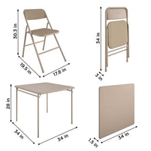 Load image into Gallery viewer, 5-Piece Square Folding Dining Table with 4 Chairs Guest Set Game Table - Beige