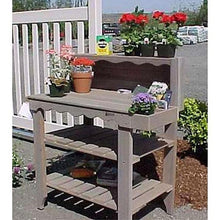 Load image into Gallery viewer, Outdoor Cedar Wood Potting Bench Bakers Rack Garden Storage Table in Green