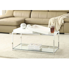 Load image into Gallery viewer, Modern Chrome Metal Coffee Table with 2 White Removable Trays