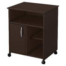 Load image into Gallery viewer, Contemporary Printer Stand Cart with Storage Shelves in Chocolate