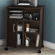 Load image into Gallery viewer, Contemporary Printer Stand Cart with Storage Shelves in Chocolate