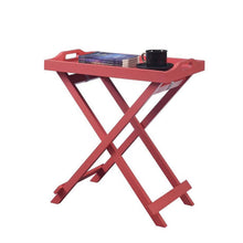 Load image into Gallery viewer, Folding TV Tray Bedside Table in Coral Red Pink Orange Wood Finish