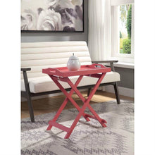 Load image into Gallery viewer, Folding TV Tray Bedside Table in Coral Red Pink Orange Wood Finish