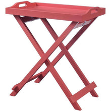 Load image into Gallery viewer, Folding TV Tray Bedside Table in Coral Red Pink Orange Wood Finish