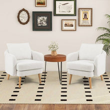 Load image into Gallery viewer, Modern White Sherpa Upholstered Accent Chair with Wooden Legs