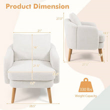 Load image into Gallery viewer, Modern White Sherpa Upholstered Accent Chair with Wooden Legs