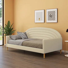 Load image into Gallery viewer, Twin size Mid-Century Modern Off-White Cream Velvet Upholstered Daybed