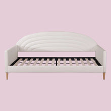 Load image into Gallery viewer, Twin size Mid-Century Modern Off-White Cream Velvet Upholstered Daybed
