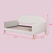 Load image into Gallery viewer, Twin size Mid-Century Modern Off-White Cream Velvet Upholstered Daybed