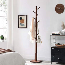 Load image into Gallery viewer, Adjustable Height Mid-Century Modern Style Coat Rack in Walnut Wood Finish
