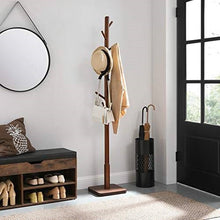 Load image into Gallery viewer, Adjustable Height Mid-Century Modern Style Coat Rack in Walnut Wood Finish