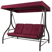 Load image into Gallery viewer, Burgundy Outdoor Patio Deck Porch Canopy Swing with Cushions